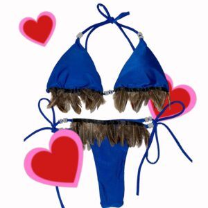Bikini azul plumas